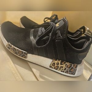 Adidas Women's Black Sneakers with Leopard Detail